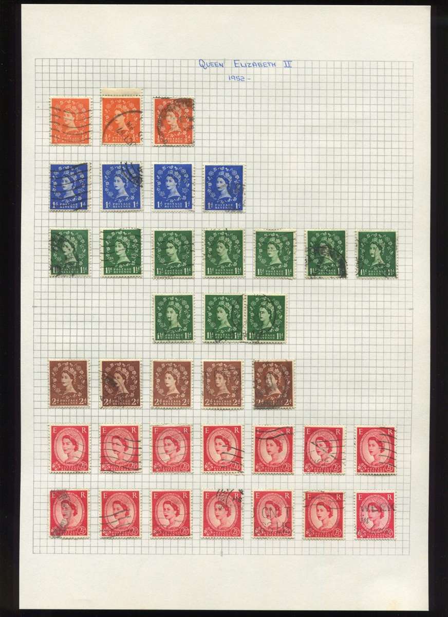 Great Britain - 36 Stamps Mounted on Old Album Page