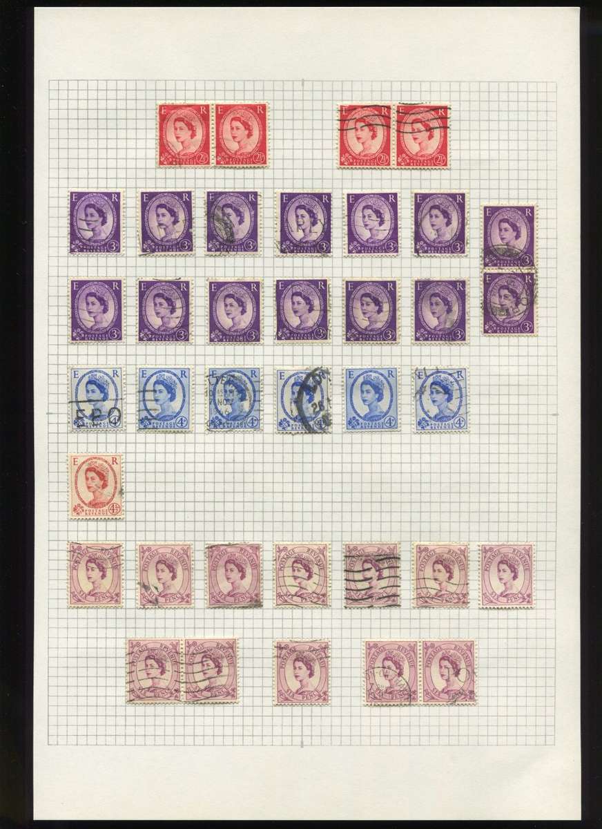 Great Britain - 37 Stamps Mounted on Old Album Page
