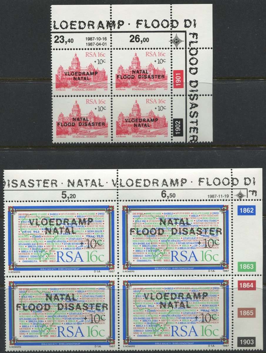 RSA - 2 Control Blocks of 4 - 1987 - MNH
