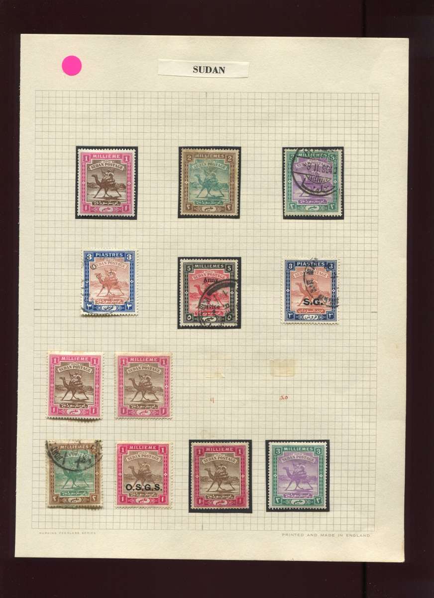 Sudan - 12 Stamps Mounted On Old Album page