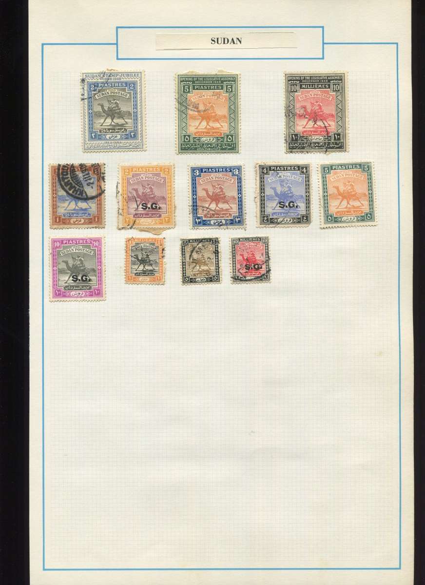 Sudan - 12 Stamps Mounted on Old Album Page