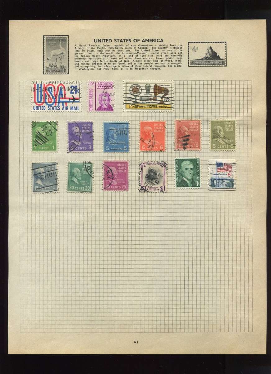 USA - 15 Stamps Mounted On Old Album Page
