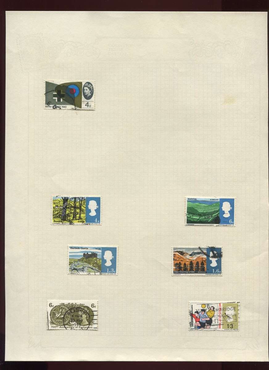 Great Britain  - 7 Stamps Mounted On Old Album Page