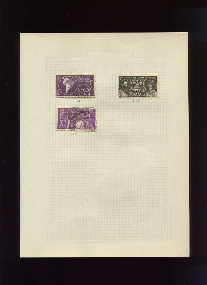 Brazil  -3 Stamps Mounted On Old Album Page