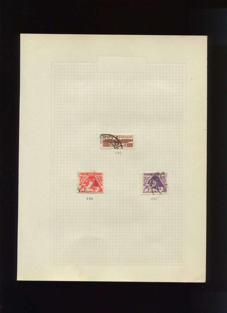 Brazil  - 3 Stamps Mounted On Old Album Page