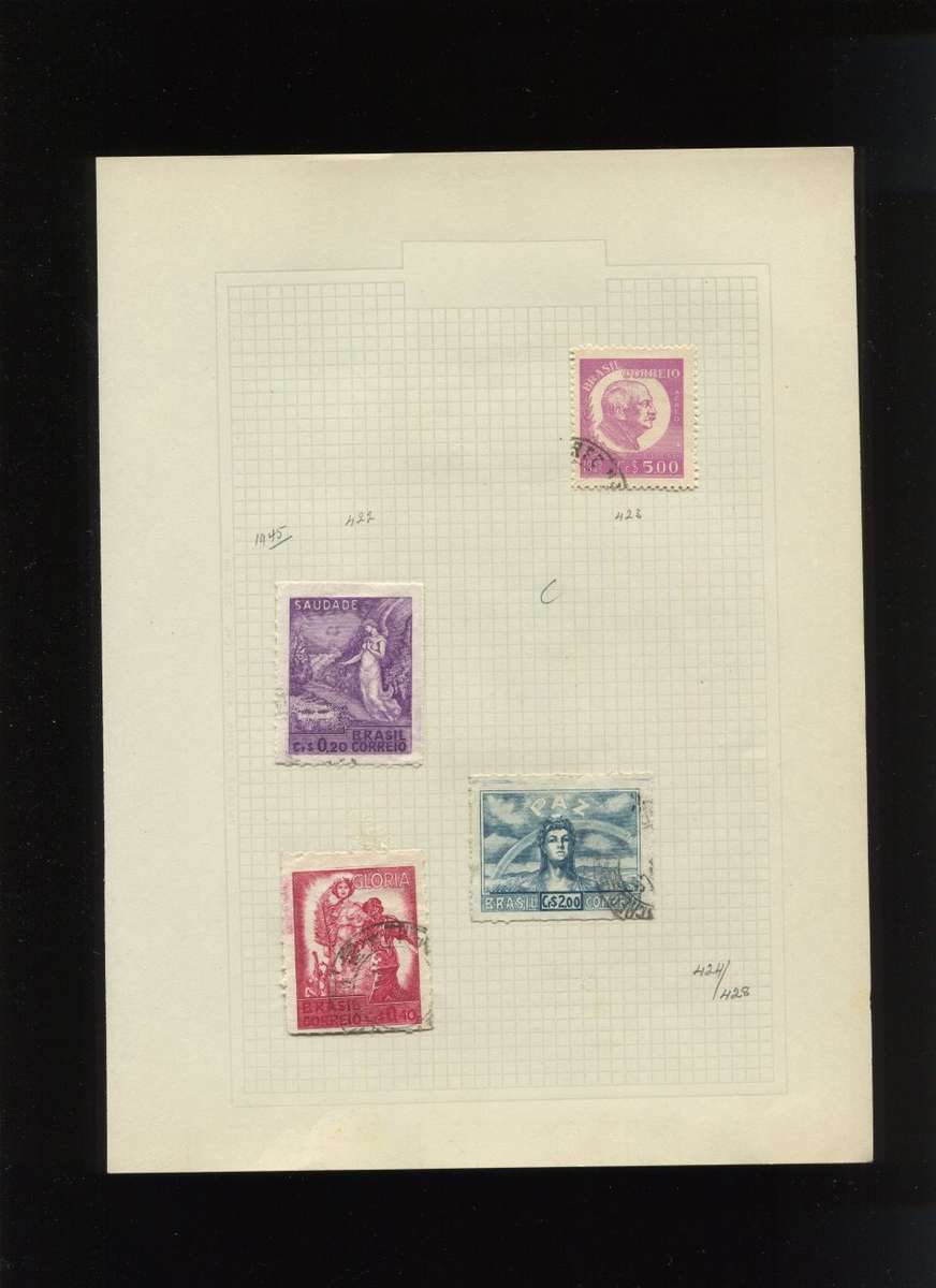 Brazil  - 4 Stamps Mounted On Old Album Page