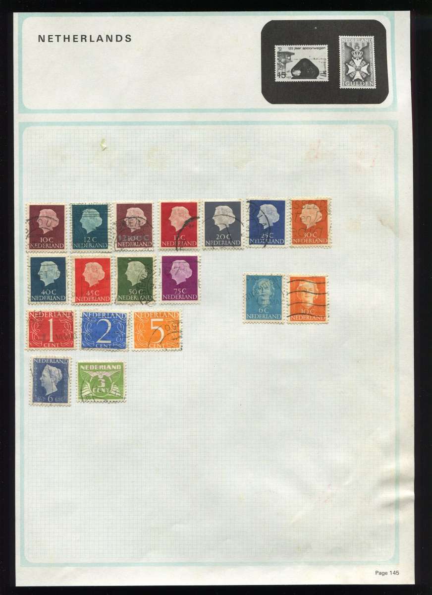 Netherlands  - 18 Stamps Mounted on Old Album Page