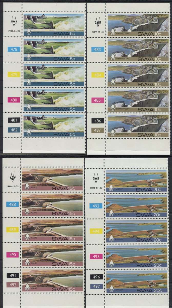 SWA - 4 Control Strips of 5 - 1980 - MNH