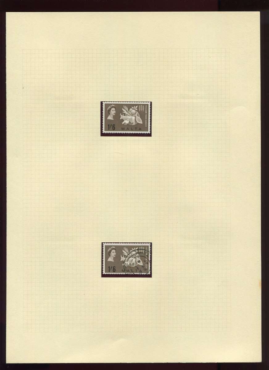 Malta - 2 Stamps Mounted on Old Album Page