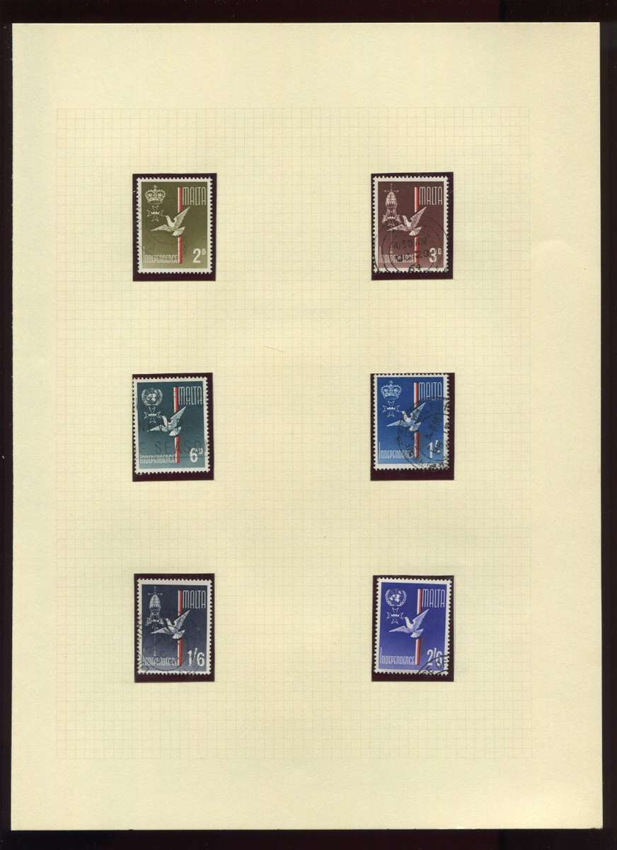 Malta - 6 Stamps Mounted on Old Album Page