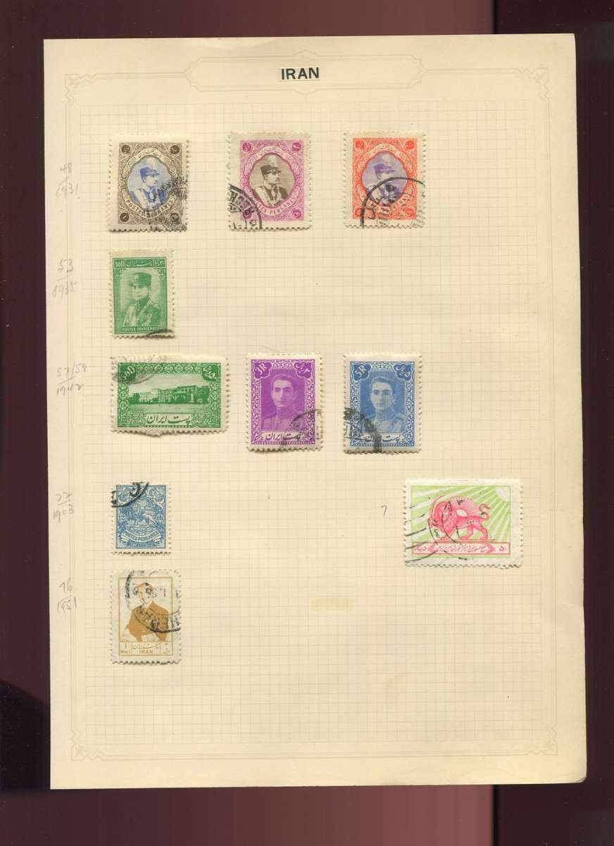 Iran - 10 Stamps Mounted on old Album Page