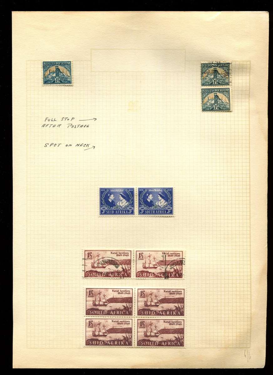 Union of SA - 11 Stamps on Old Album Page