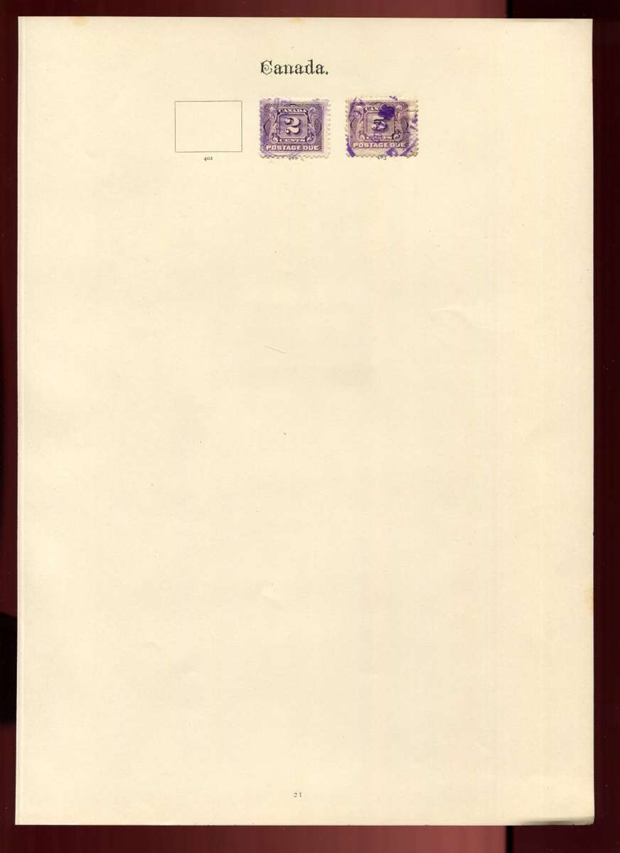Canada - 2 Stamps on Old Album Page