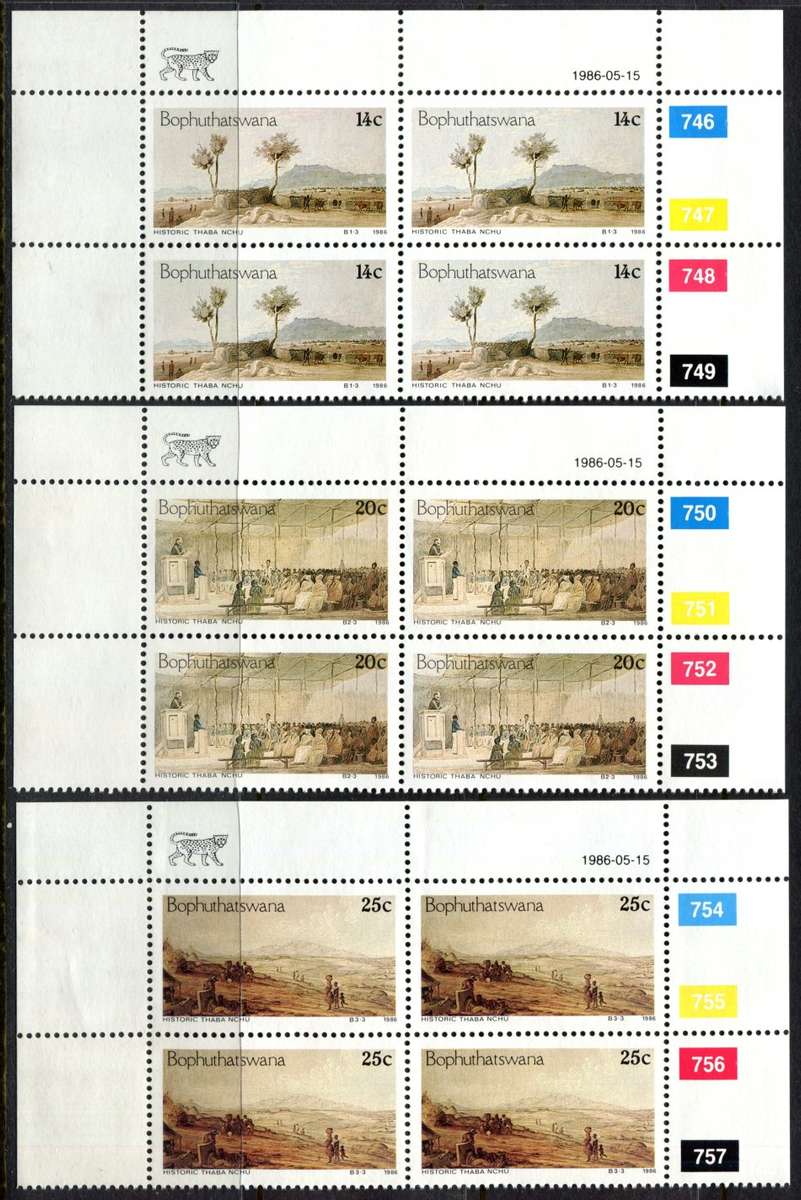 Bophuthatswana - Set of 3 Control Blocks of 4 - 1986 - MNH