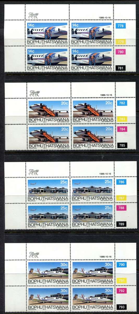 Bophuthatswana - Set of 4 Control Blocks of 4 - 1986 - MNH