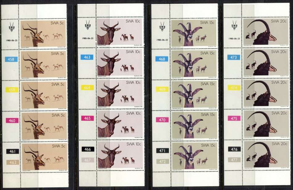 SWA - Set of 4 Control Strips of 5 - MNH