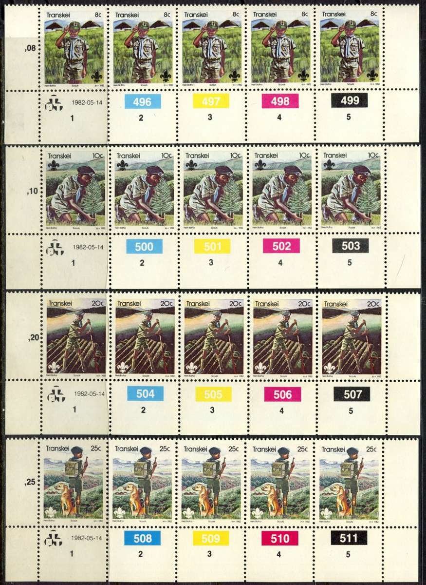Transkei - Set of 4 Control Strips of 5 - MNH