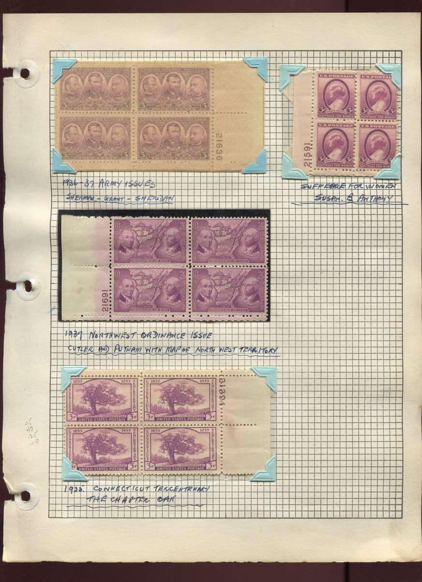 USA - 312 Plate Blocks in 2 Albums - From the 1930's to 1961 - Not complete - Mint - All Different