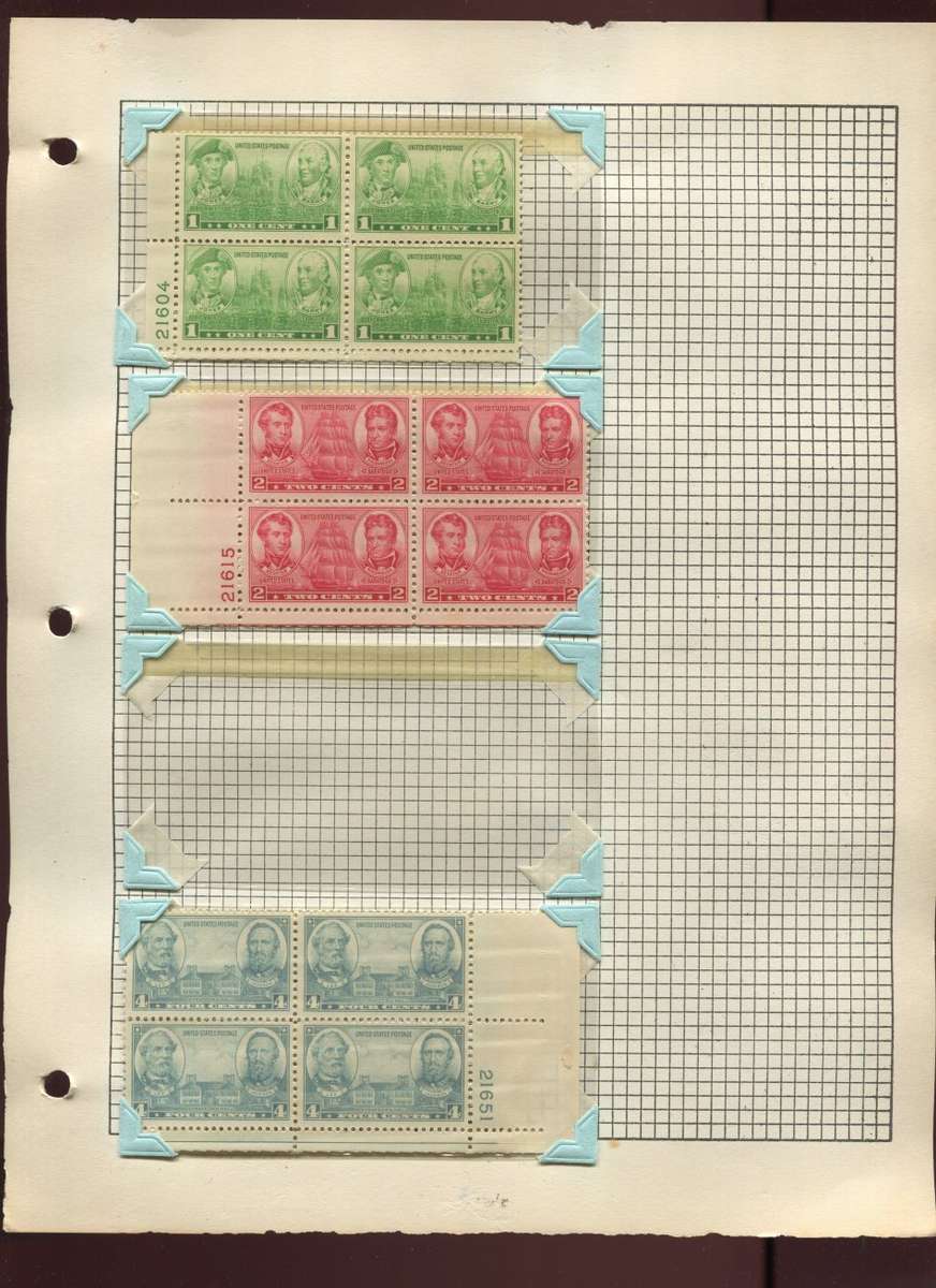 USA - 312 Plate Blocks in 2 Albums - From the 1930's to 1961 - Not complete - Mint - All Different
