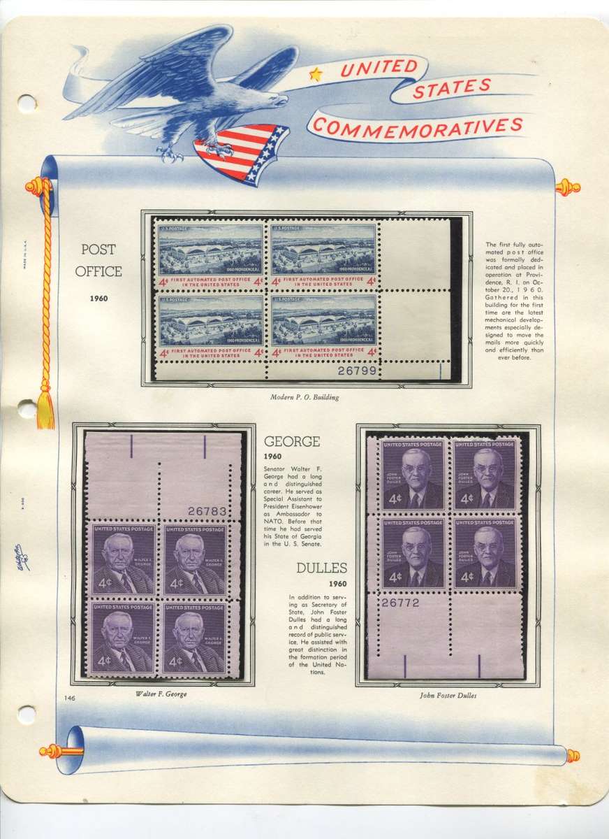 USA - 312 Plate Blocks in 2 Albums - From the 1930's to 1961 - Not complete - Mint - All Different
