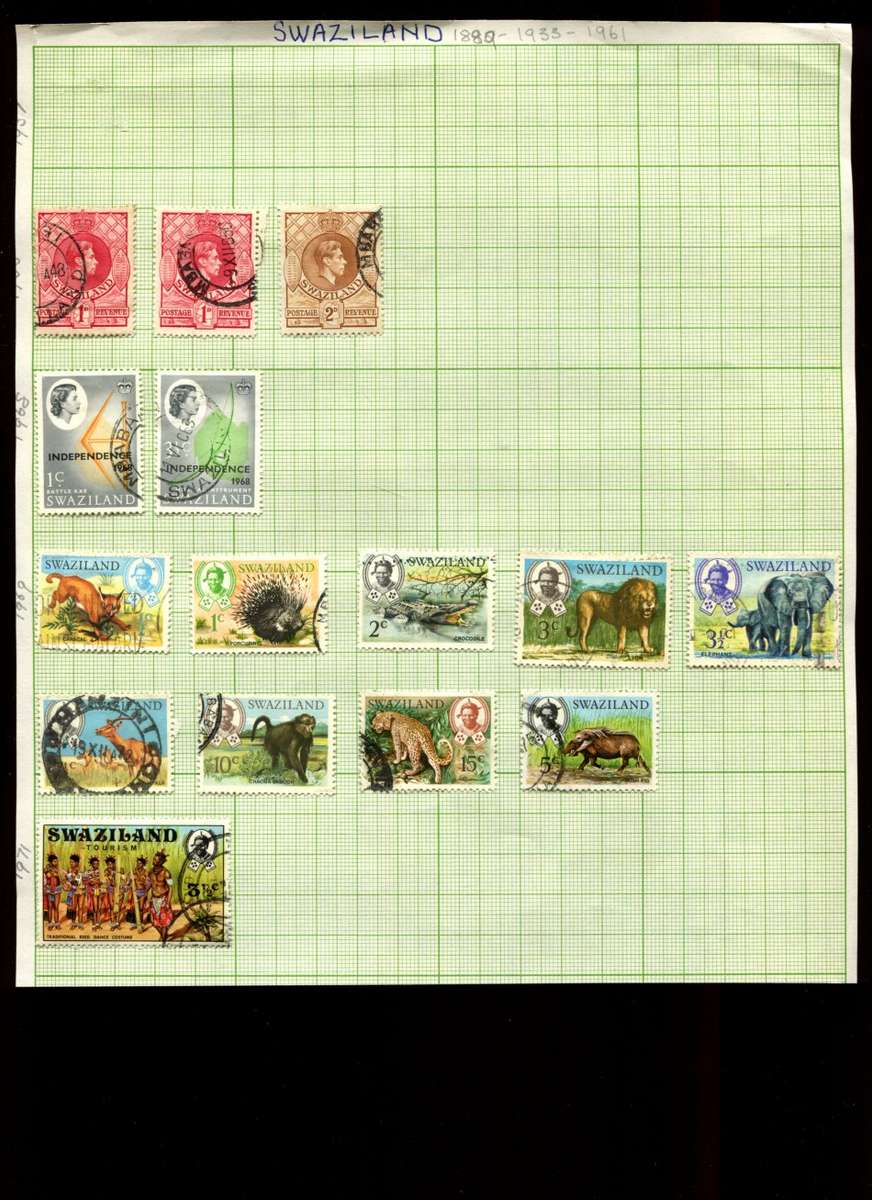 Swaziland - 15 Stamps Mounted On Old Album Page