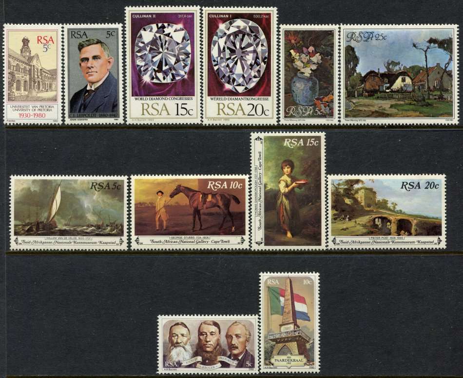 RSA - 12 Stamps of 1980 - MNH
