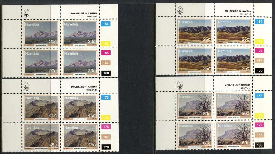 Namibia - Set of 4 Control Blocks of 4 - 1991 - MNH