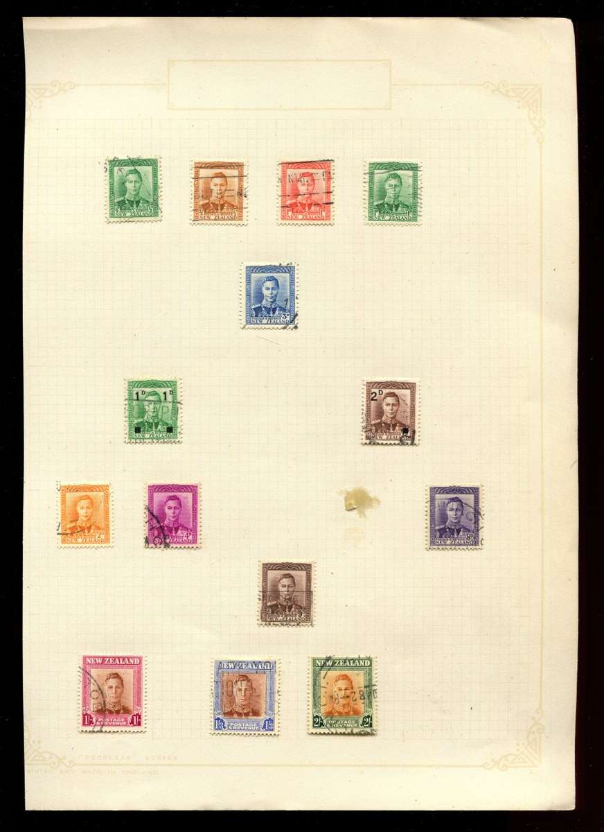 New Zealand - 14 Stamps Mounted On Old Album Page