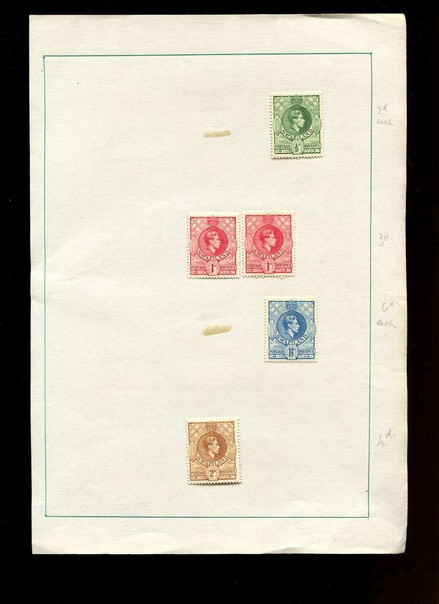 Swaziland -5 Stamps Mounted On Old Album Page