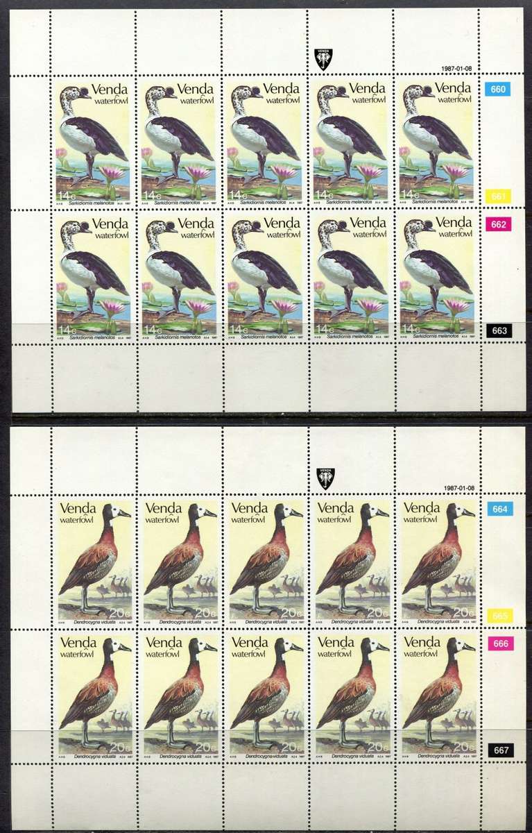 Venda - Set of 4 Complete Sheets of 10 - 1987 - MNH