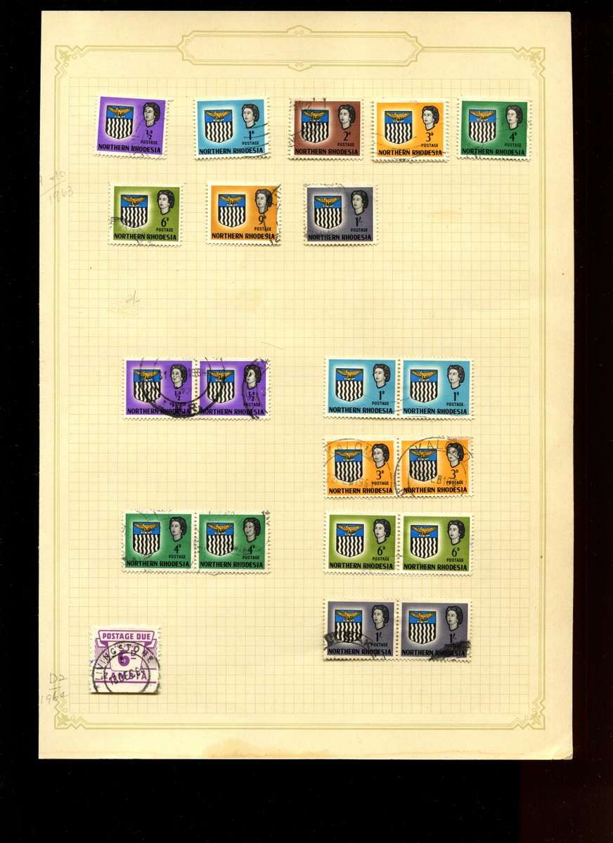 Northern Rhodesia - 21 Stamps  Mounted On Old Album Page