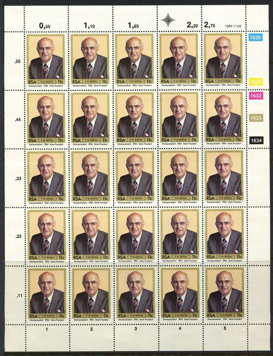 RSA - 1 Complete Sheet of 25 - 1984 - MNH