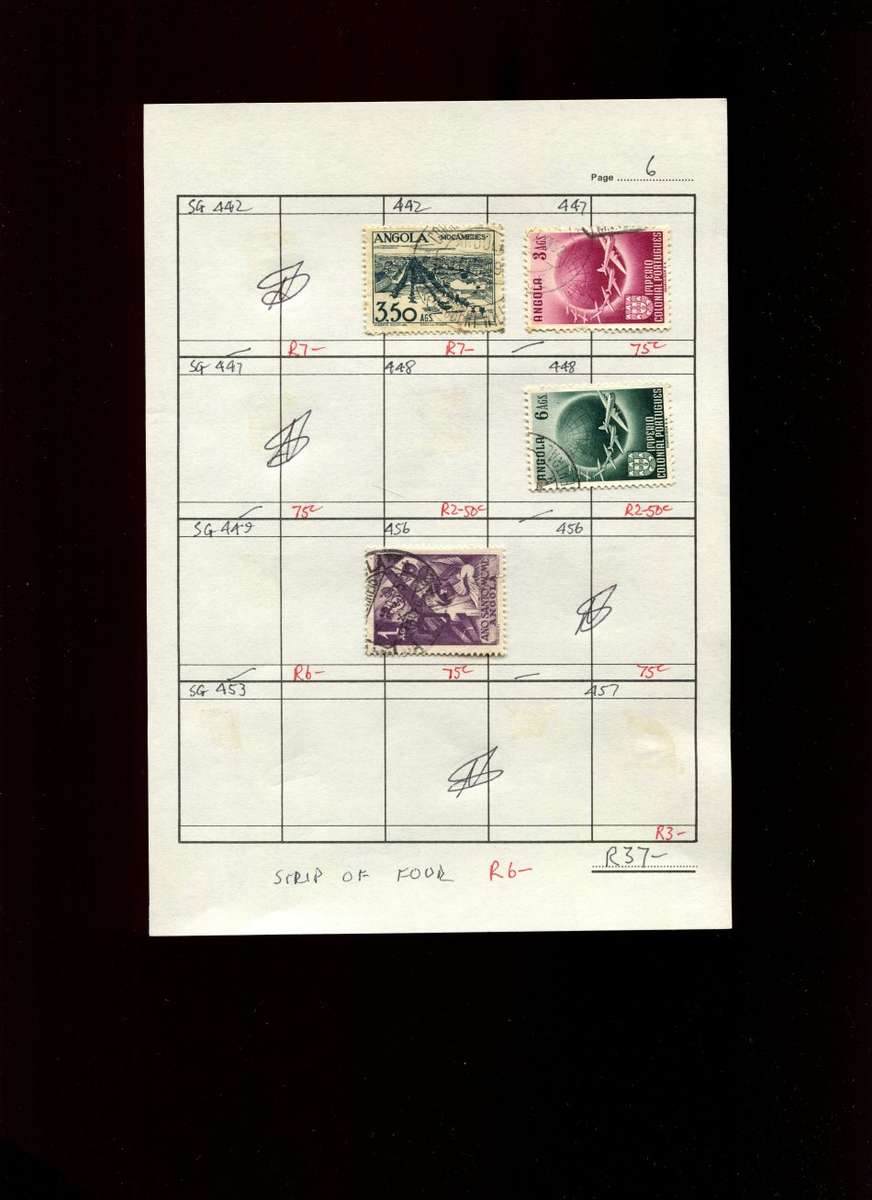Angola - 4 Stamps Mounted (Hinged) on Approval Page
