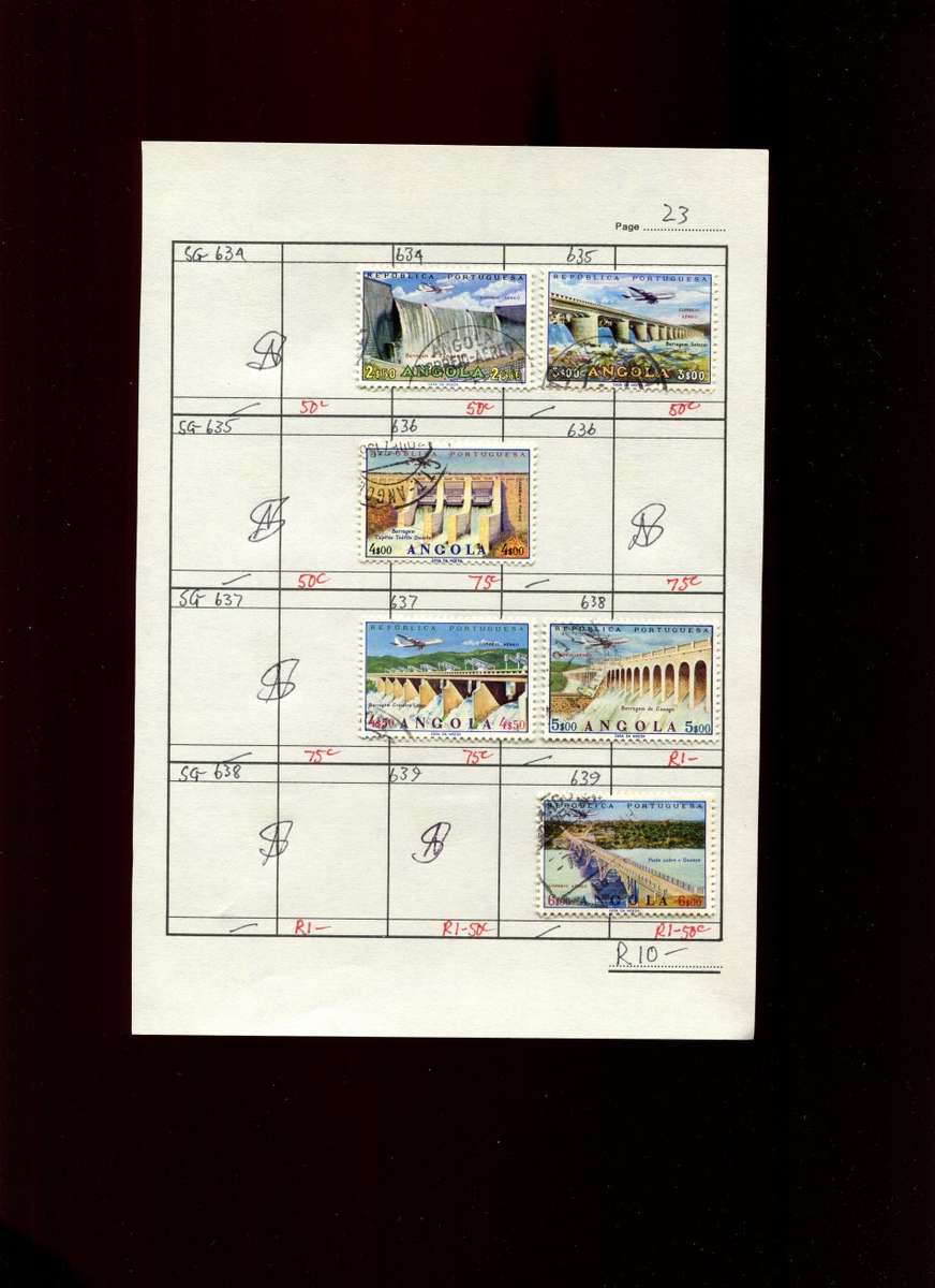 Angola - 6 Stamps Mounted (Hinged) on Approval Page