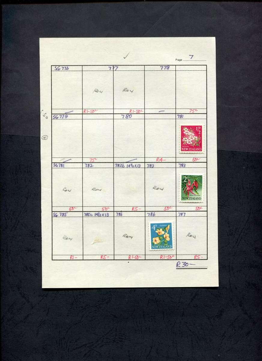 New Zealand - 3 Stamps Mounted (Hinged) on Approval Page