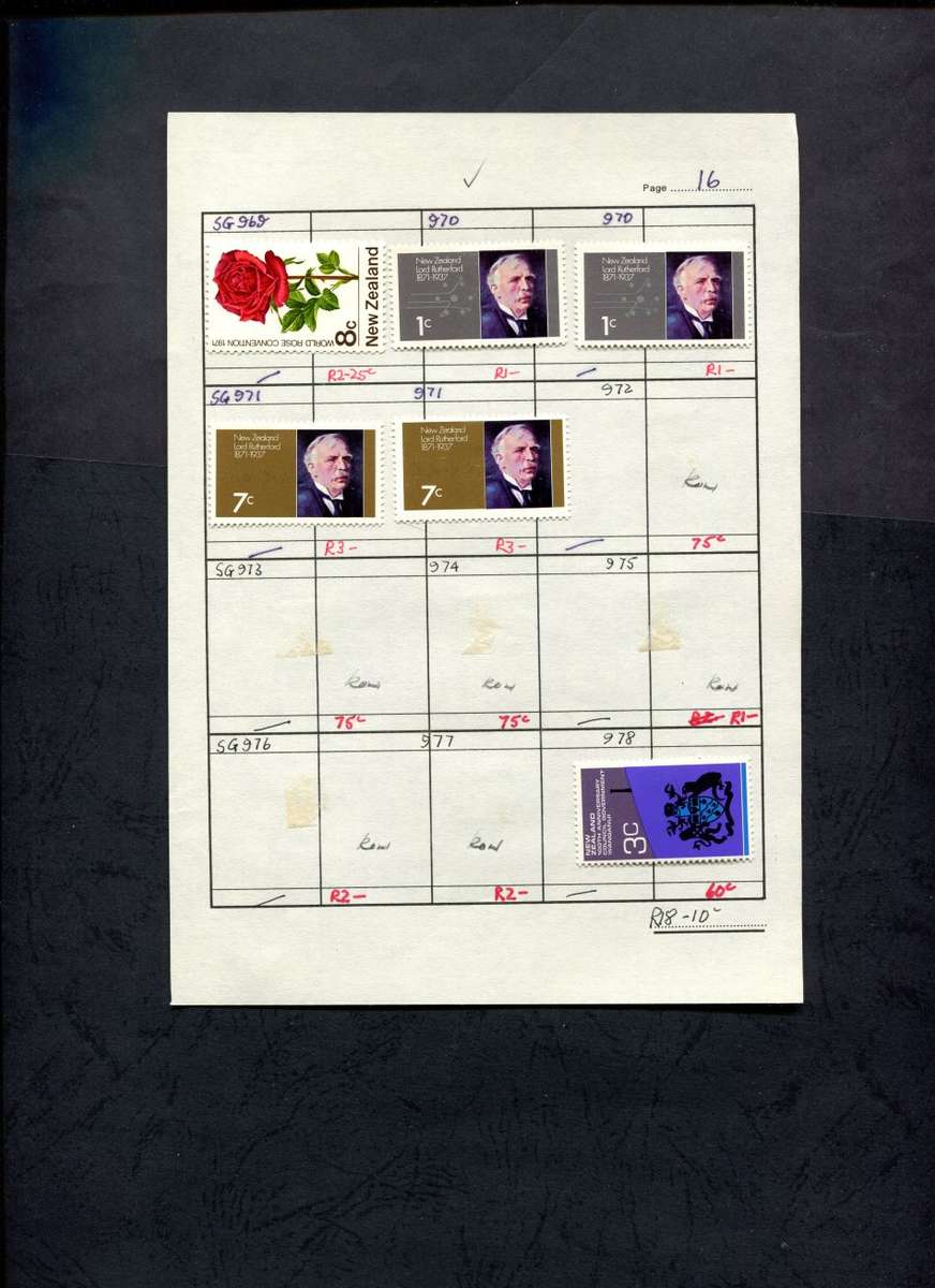 New Zealand - 6 Stamps Mounted (Hinged) on Approval Page