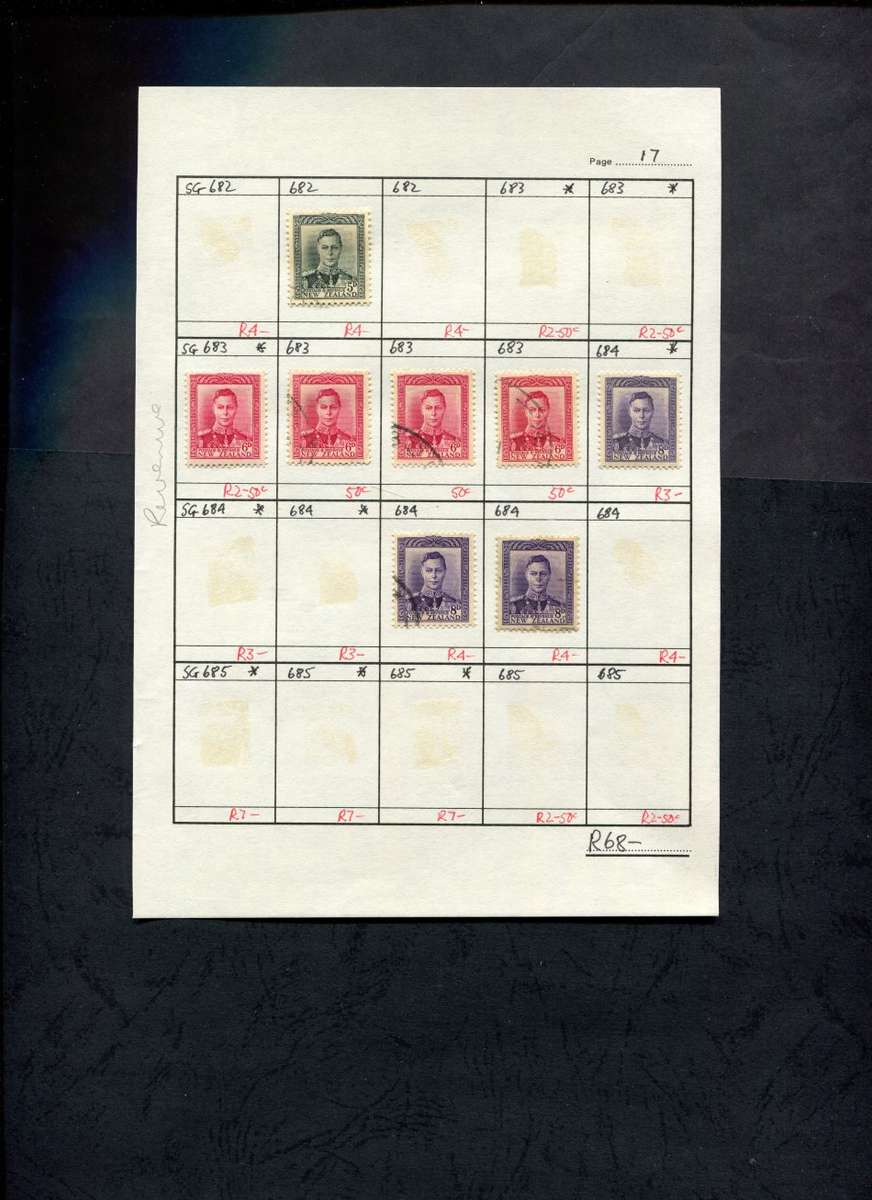 New Zealand - 8 Stamps Mounted (Hinged) on Approval Page