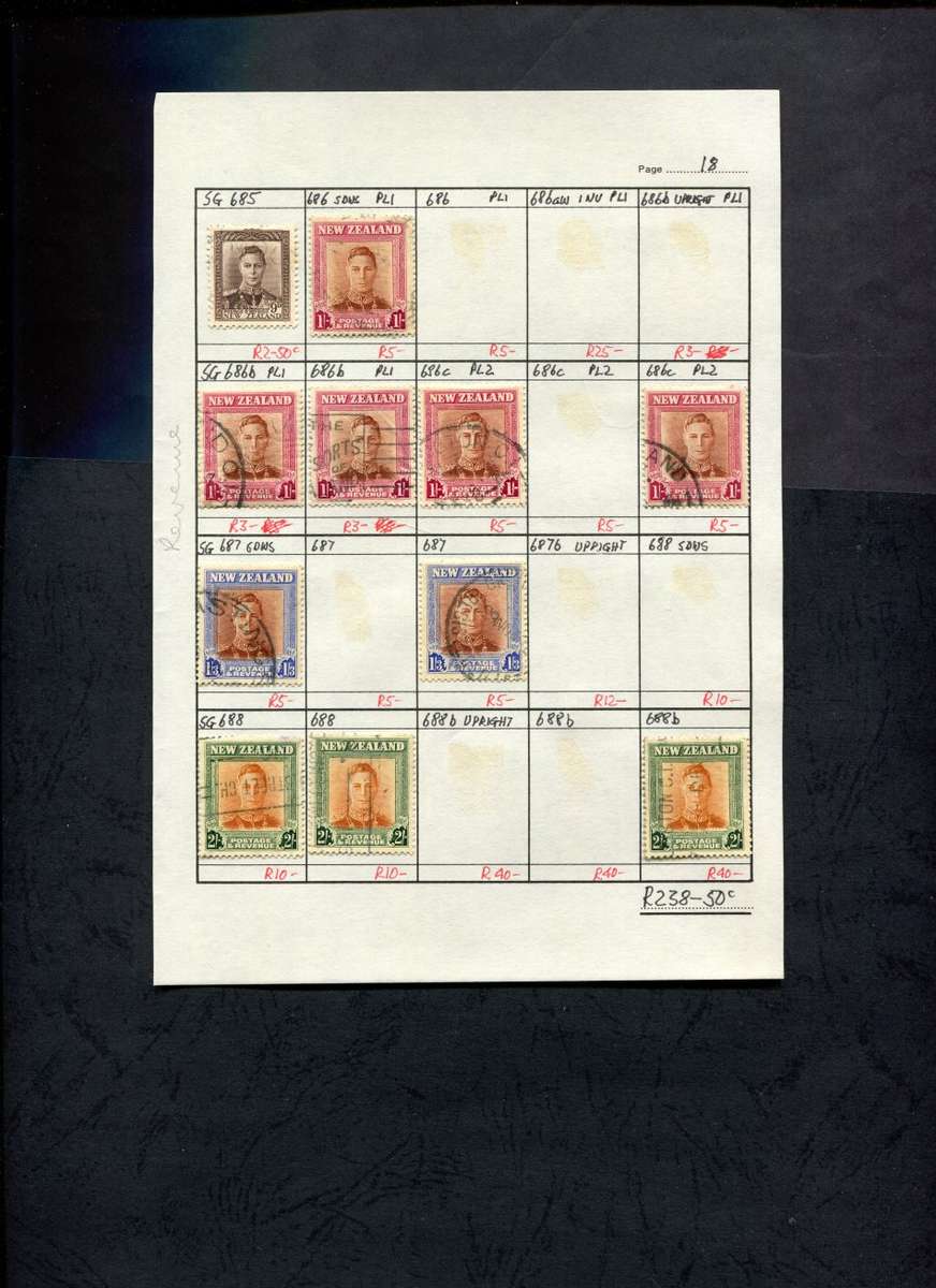 New Zealand - 11 Stamps Mounted (Hinged) on Approval Page