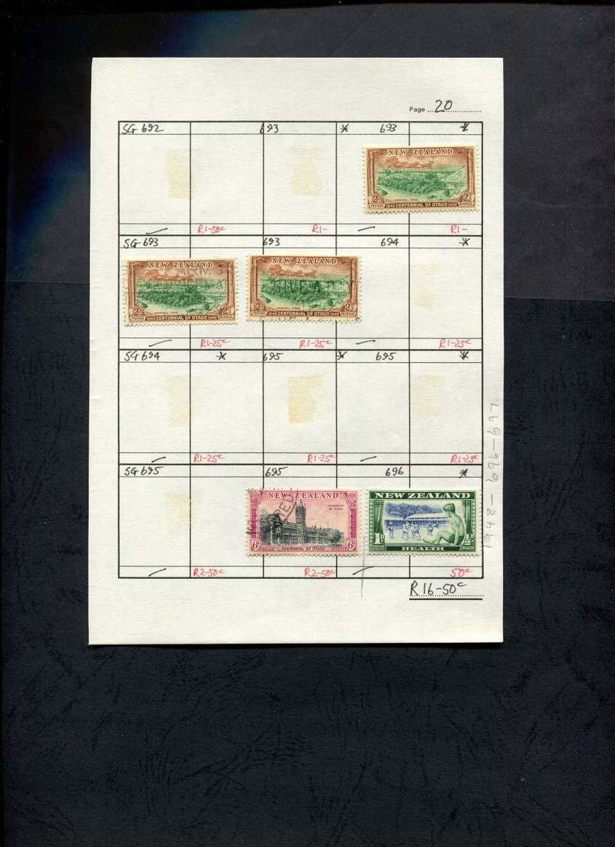 New Zealand - 5 Stamps Mounted (Hinged) on Approval Page