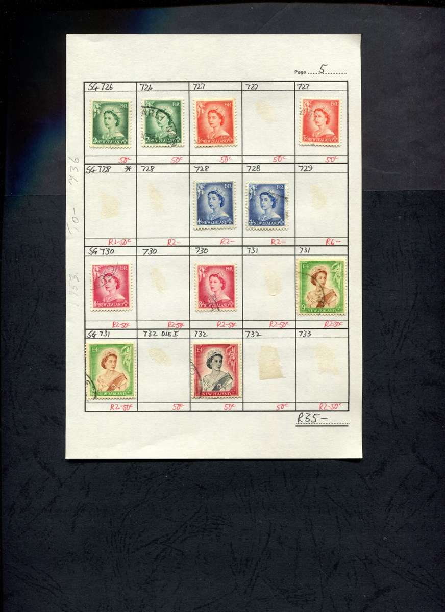 New Zealand - 11 Stamps Mounted (Hinged) on Approval Page