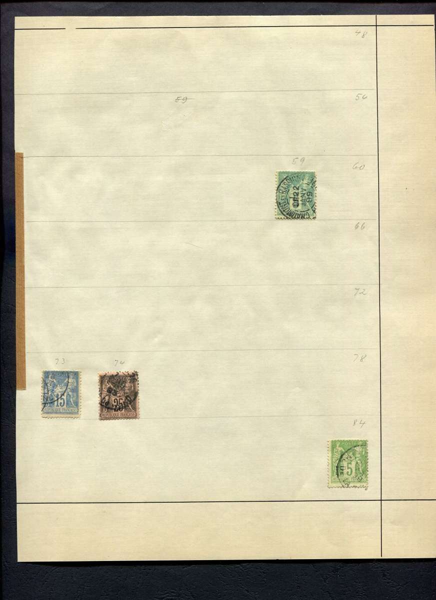 France - 4 Stamps Mounted on Old Album Page