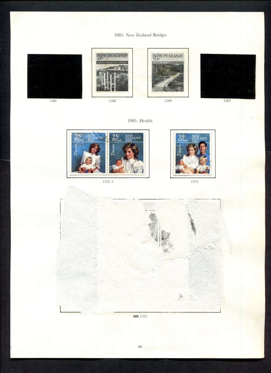 New Zealand - 3 Stamps Mounted on Old Album Page