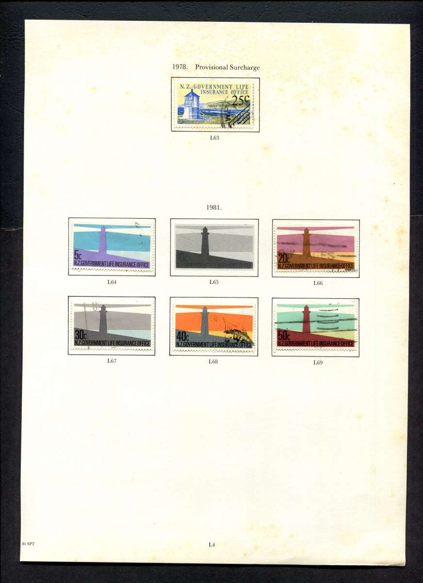 New Zealand - 6 Stamps Mounted on Old Album Page