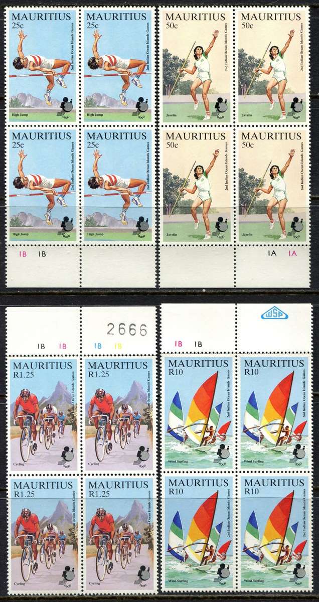 Mauritius - Set of 4 Blocks of 4 - 1985 -  MNH