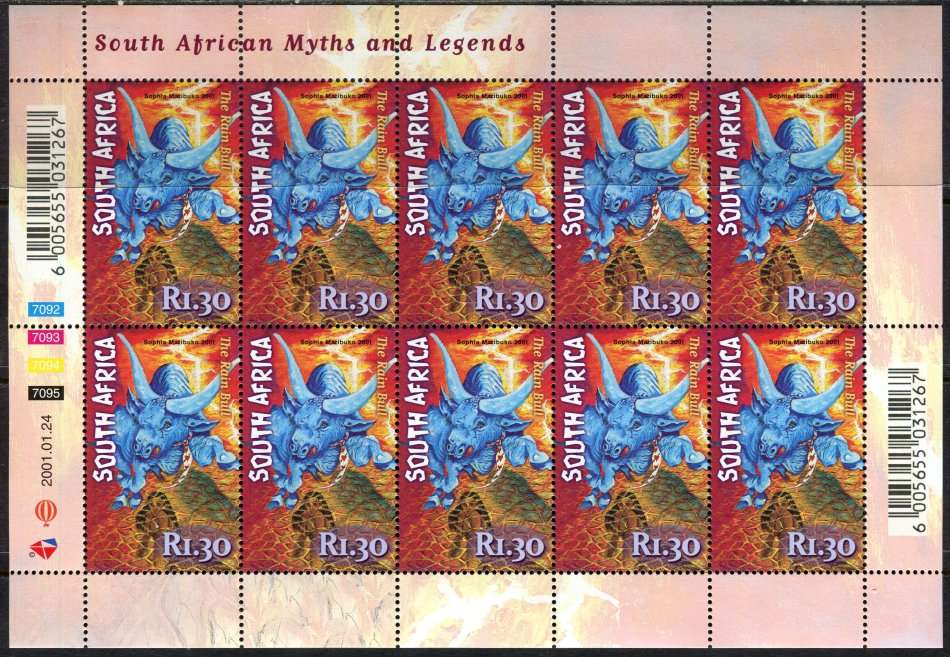 RSA - Set of 5 Full Sheets of 10 - 2001 - MNH