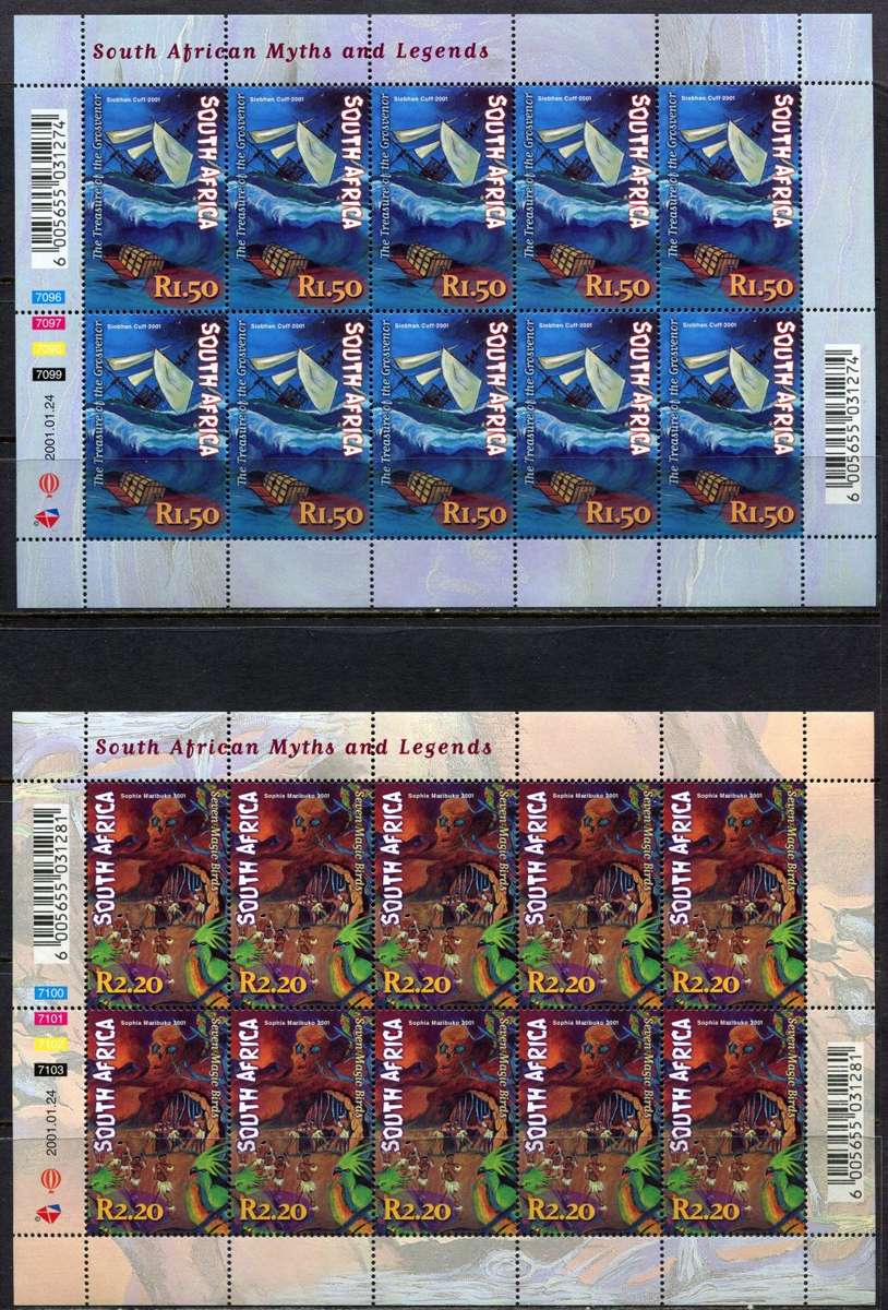 RSA - Set of 5 Full Sheets of 10 - 2001 - MNH