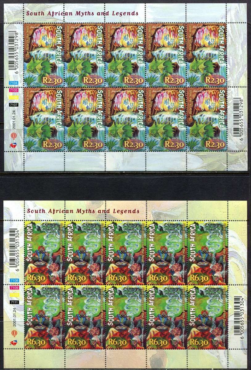 RSA - Set of 5 Full Sheets of 10 - 2001 - MNH