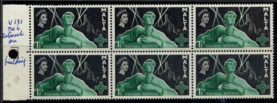 Malta - Margin Block of 6 With Minor Variety - 1958 - MNH