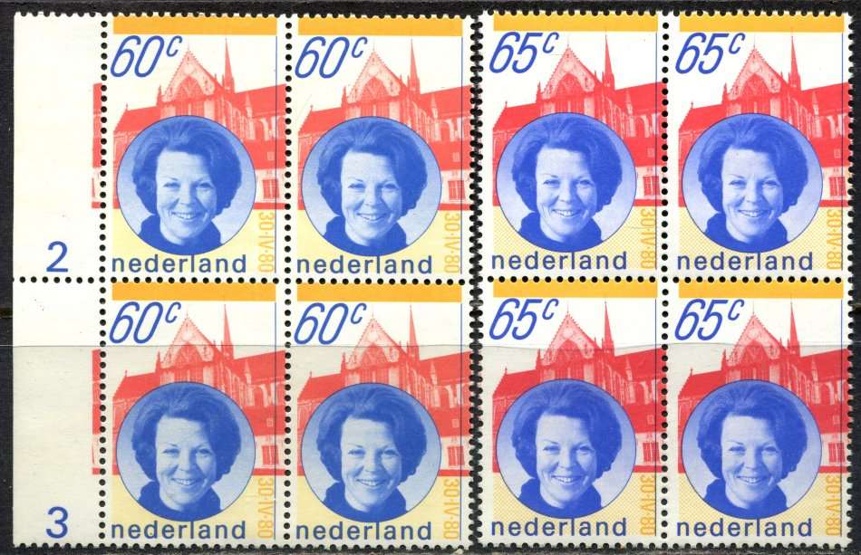 Netherlands - 2 Blocks of 4 - 1980 - MNH - Some Light Toning