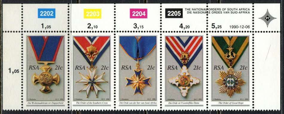RSA - Control Strip of 5 - 1990 - MNH